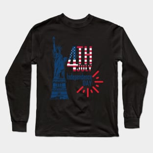 Red White and Blue Independence Day of United States Long Sleeve T-Shirt